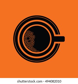 Coffee cup icon. Orange background with black. Vector illustration.