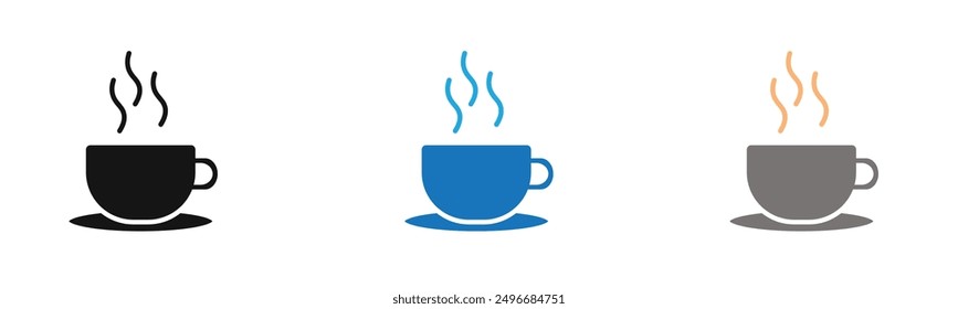 Coffee cup icon outline collection or set in black and white