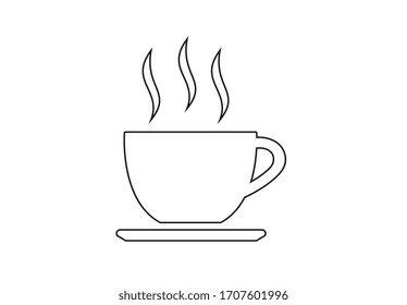 Coffee cup icon outline flat vector

