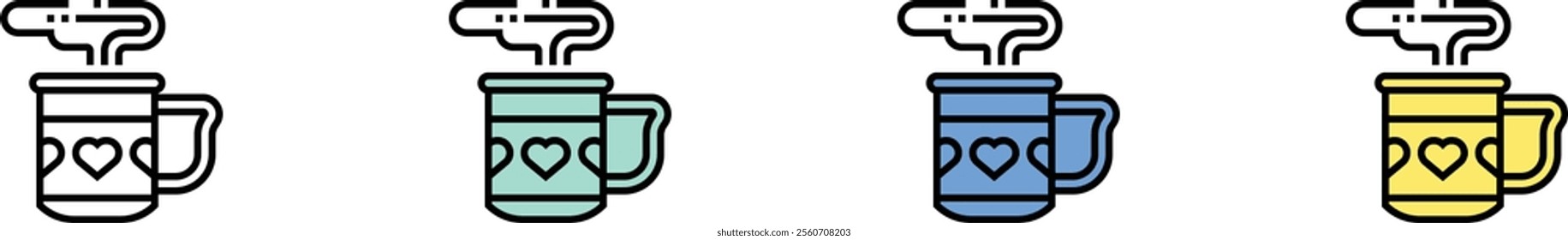 coffee cup icon. Outline, Green, Blue and Yellow Style Design Isolated On White Background
