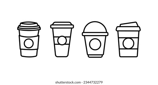 Coffee cup icon. Coffee paper cup icon set. Disposable coffee cup. Coffee cup icon with different style. Vector illustration