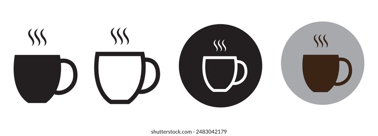 Coffee cup icon. Coffee paper cup icon set. Disposable coffee cup. Coffee cup icon with different style. Vector illustration