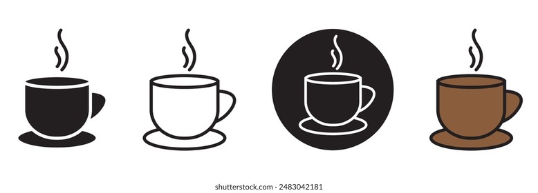 Coffee cup icon. Coffee paper cup icon set. Disposable coffee cup. Coffee cup icon with different style. Vector illustration