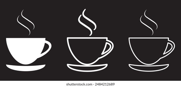 Coffee cup icon. Coffee paper cup icon set. Disposable coffee cup. Coffee cup icon with different style. Vector illustration