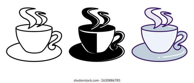 Coffee Cup icon represented by Coffee Cup Line, Filled, Color style.