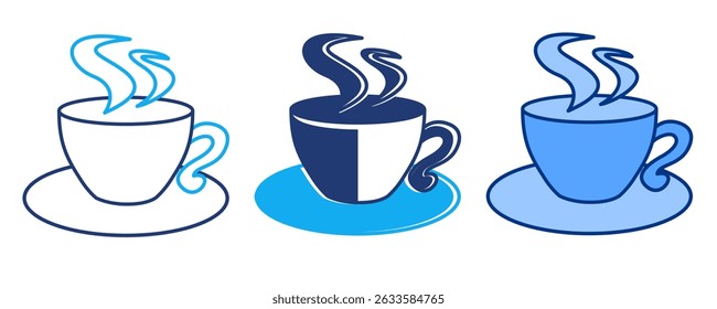 Coffee Cup icon represented by Coffee Cup Blue, Dualline, Dualtone style.