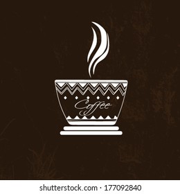 Coffee cup icon, retro style 