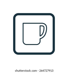 coffee cup icon Rounded squares button, on white background 