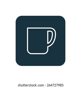 coffee cup icon Rounded squares button, on white background 