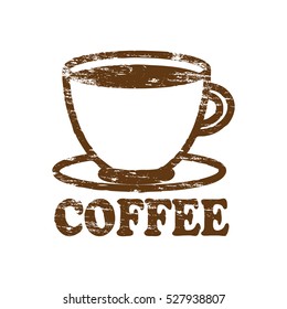 coffee cup icon rubber stamp vector illustration