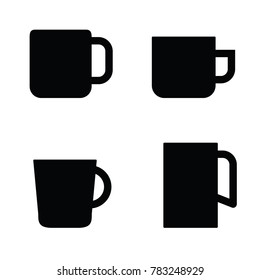 coffee cup icon set in black color art illustration