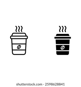 Coffee cup icon set color editable on white background