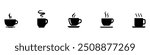 Coffee cup icon set. Cups of coffee tea collection. Hot drink icon. Disposable cup. Cup coffe with steam. Flat style. Vector Illustration. Vector Graphic. EPS 10