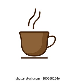 Coffee cup icon set. Cups of coffee tea collection. Hot drink brown flat icon.