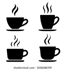 Coffee cup icon set. Cups of coffee tea collection. Hot drink icon. Disposable cup. Cup coffe with steam. Flat style - stock vector.