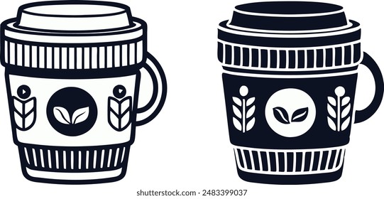 Coffee cup icon set. Cups of coffee, tea collection. Hot drink icon. Cup coffee with steam. Flat style - stock vector.