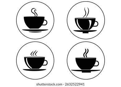 Coffee cup icon set. Cups of coffee tea symbol collection. eps 10.