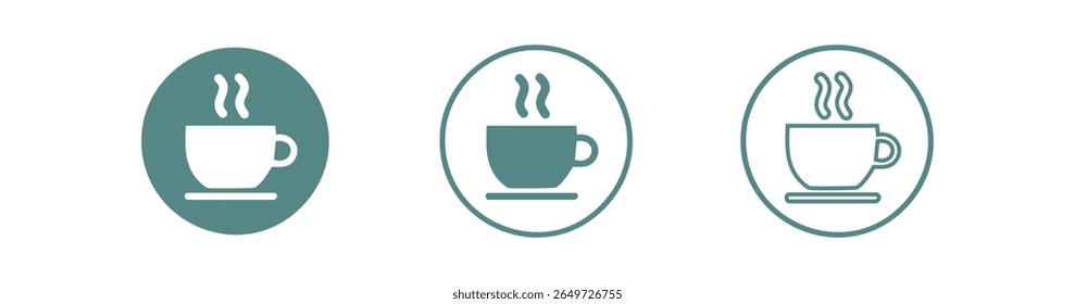 Coffee cup icon set. Cups of coffee tea collection. Hot drink icon. Disposable cup. Minimalist black coffee cup icon with steam, perfect for branding, menus, or digital products.