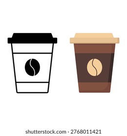Coffee cup icon set. Cups of coffee tea collection. Hot drink icon. Disposable cup. Cup coffe with steam. Flat style - stock vector.