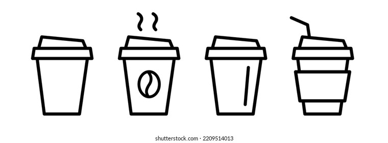 Coffee cup icon set. Disposable cup of coffee. Coffee To Go. Disposable coffee cup. 