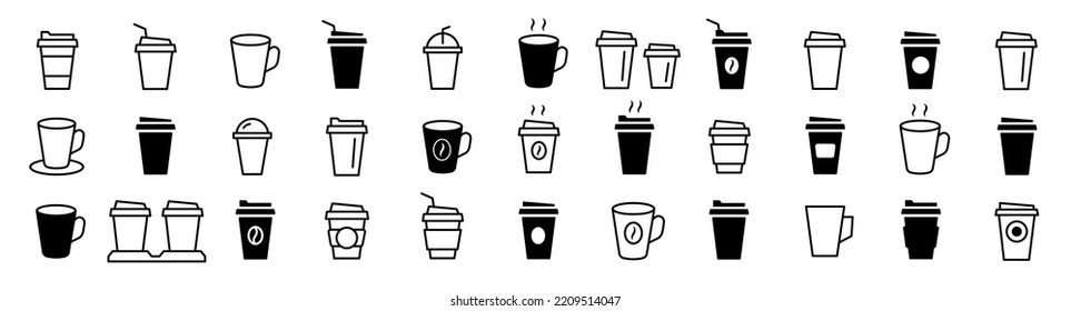 Coffee cup icon set. Disposable cup of coffee. Coffee To Go. Disposable coffee cup. 