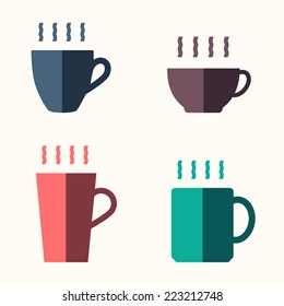 Coffee cup icon set , flat design