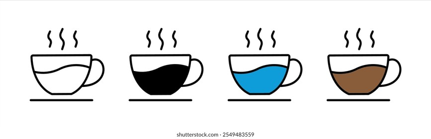 coffee cup icon set. hot cup beverage icon. vector illustration