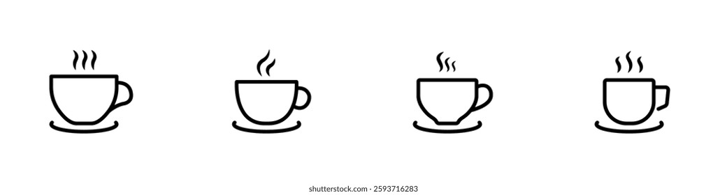 Coffee cup icon set. Hot drink icon. Cup of coffee or tea with steam. Vector illustration.