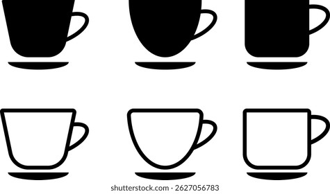 Coffee cup icon set. Hot drink icon. Disposable cup. caffeine drink. Takeaway concept
