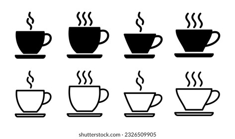 coffee cup icon set illustration. cup a coffee sign and symbol