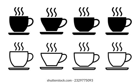 coffee cup icon set illustration. cup a coffee sign and symbol