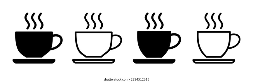 ilustración de conjunto de iconos de taza de café. taza un signo de café y un símbolo