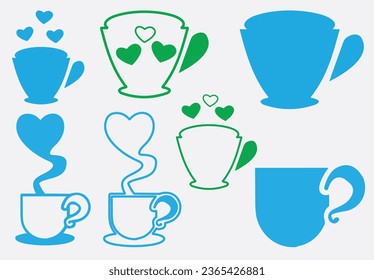coffee cup icon set illustration. cup a coffee sign and symbol