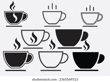 coffee cup icon set illustration. cup a coffee sign and symbol