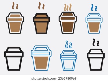 coffee cup icon set illustration. cup a coffee sign and symbol