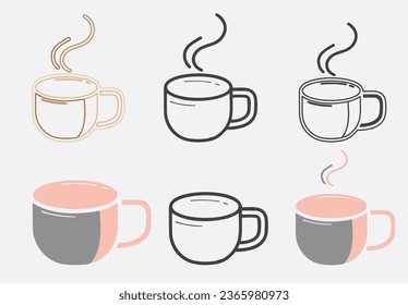 coffee cup icon set illustration. cup a coffee sign and symbol