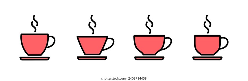 Kaffeetasse Ikone Set-Illustration. Tasse ein Kaffeezeichen und -symbol