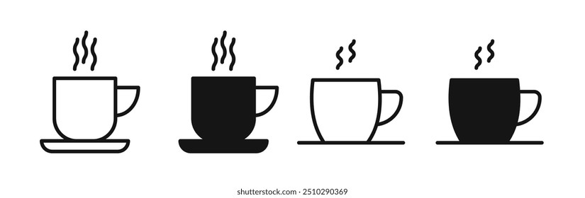 Coffee cup icon set illustration. Cup of coffee signs and symbols