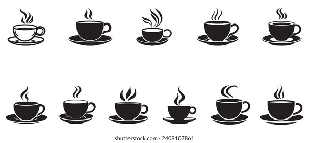 Coffee cup icon set isolated on white background. Vector illustration.