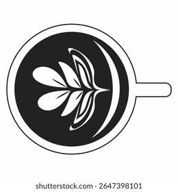 Coffee cup icon set. Latte art coffee icons. Coffee cup hot drink icon collection. Black and chocolate color. Vector illustration.