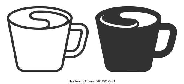 coffee cup icon set with liquid surface illustration on transparent background