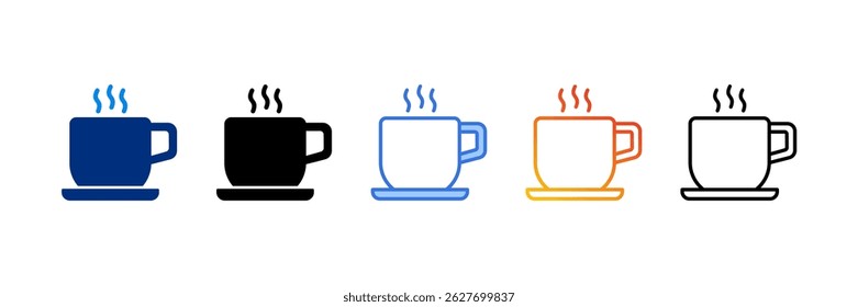 Coffee Cup Icon Set Multiple Style Vector Illustration