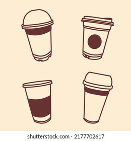 coffee cup icon set on cream background