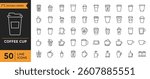 Coffee cup icon set. Paper cup icon. Containing coffee, paper, drink, cup, disposable, mug, container, and More. editable stroke. vector illustration