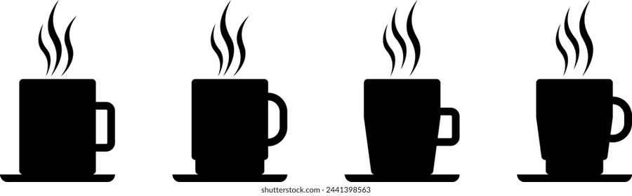 conjunto de iconos de taza de café. vector de silueta para logotipo, póster, banner, redes sociales. diseño se puede editar