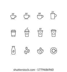 Coffee cup icon set. Simple set of line icon, minimal design. Vector icons.