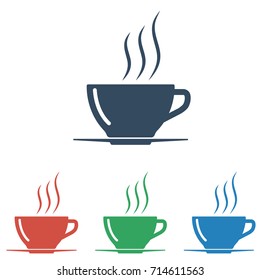 Coffee cup icon set- simple flat design isolated on white background, vector