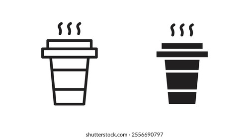 coffee cup icon set in Thin line black color.