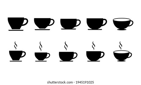 coffee cup icon set. cup a coffee icon vector.
