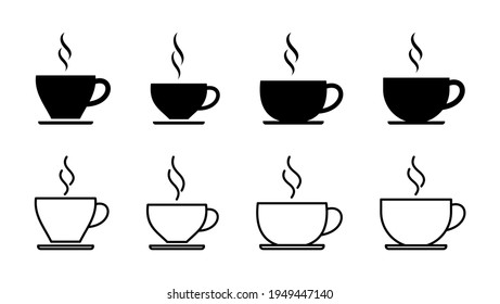 coffee cup icon set. cup a coffee icon vector.